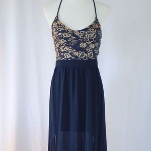 Navy Blue and gold dress